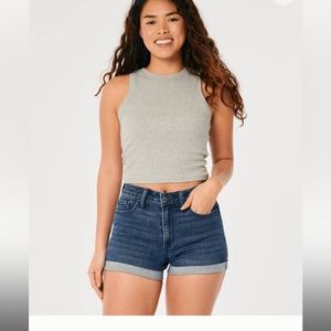 CURVY HIGH-RISE DARK WASH DENIM SHORTS